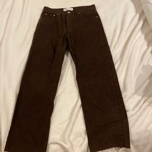 Zara brown straight leg jeans